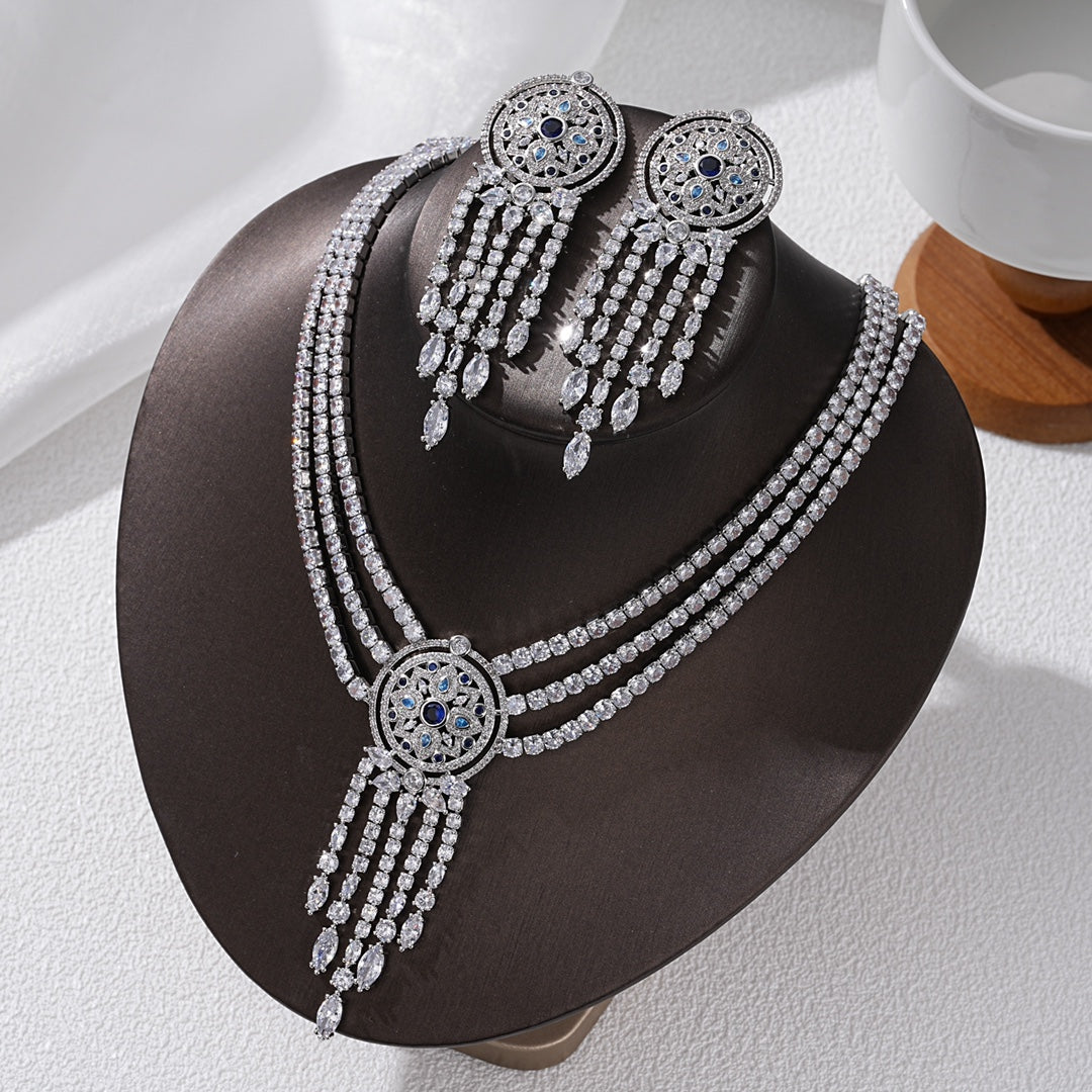 New light luxury celebrity style Harry Winston jewelry tassel necklace and earrings set