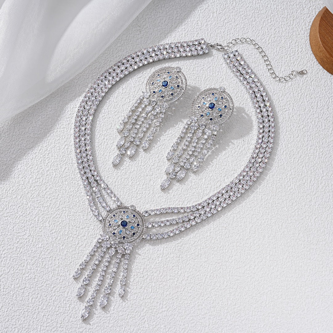 New light luxury celebrity style Harry Winston jewelry tassel necklace and earrings set