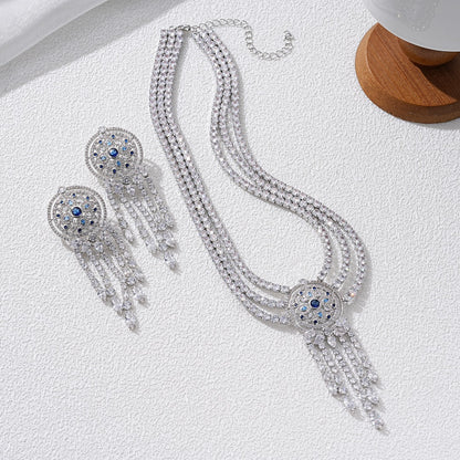 New light luxury celebrity style Harry Winston jewelry tassel necklace and earrings set