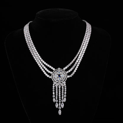 New light luxury celebrity style Harry Winston jewelry tassel necklace and earrings set