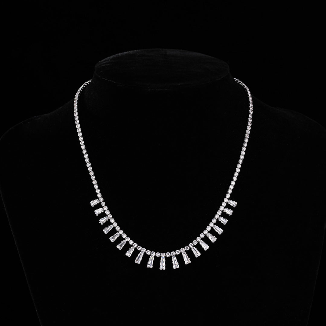 Light luxury star models gorgeous full zirconia detachable three-dimensional skirt necklace earrings